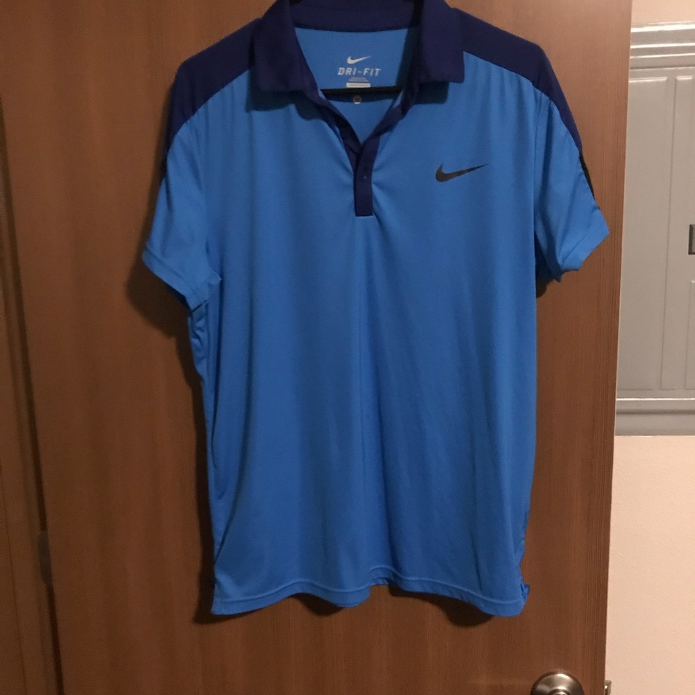 Blue nike dri-fit collard shirt